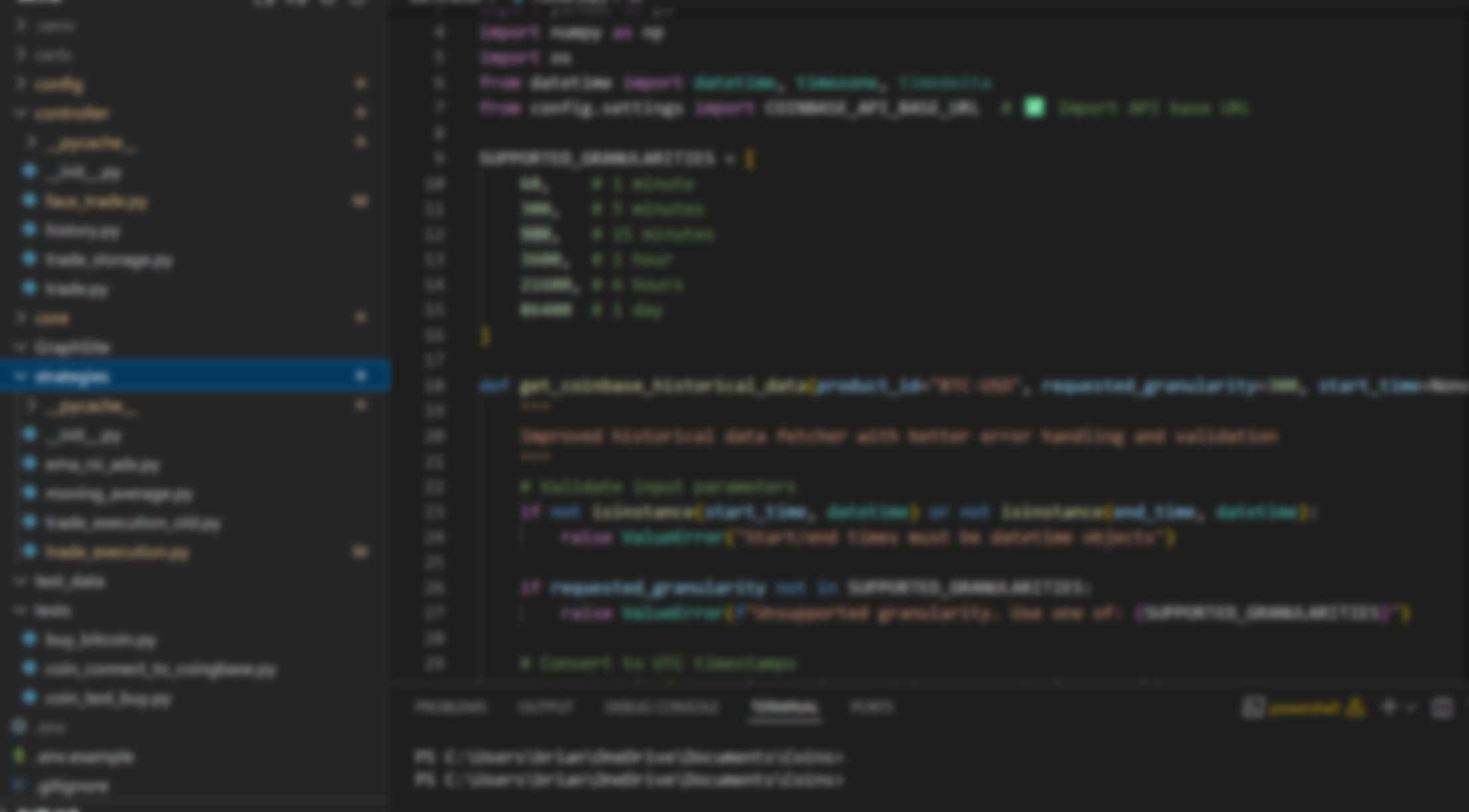 Code terminal development